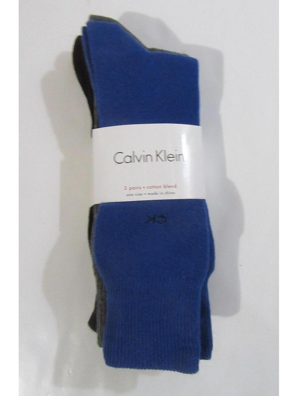 Calvin Klein Mens Trouser Dress Socks Blue Black and Grey Solid 3 pack